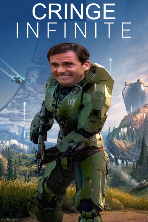 So I did some bad photoshop | CRINGE | image tagged in halo infinite cover | made w/ Imgflip meme maker