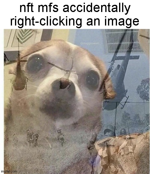 oMg GuYs No ScReEnShOtInG pLz | nft mfs accidentally right-clicking an image | image tagged in ptsd chihuahua,nft | made w/ Imgflip meme maker