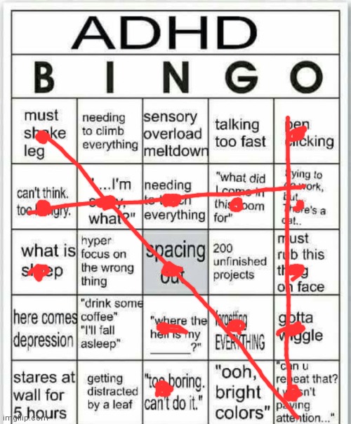 apparently this is a trend now | image tagged in adhd bingo,adhd,middle school,bingo | made w/ Imgflip meme maker