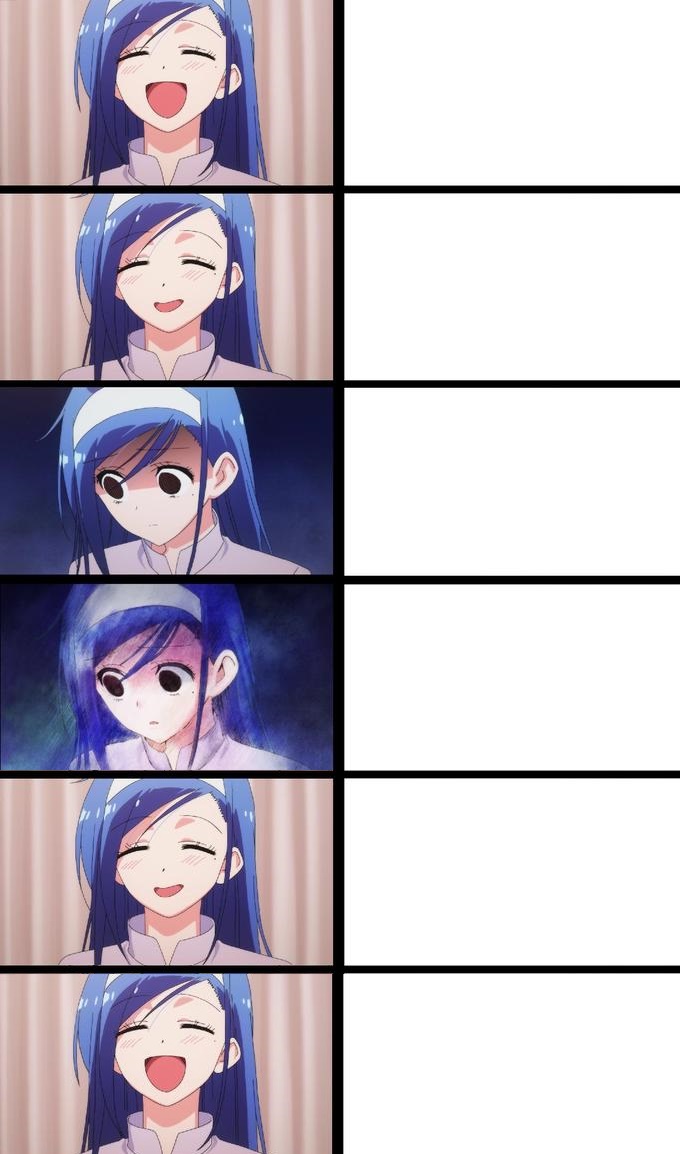 High Quality anime girl sad then happy Blank Meme Template
