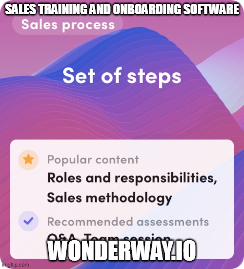 Sales Training And Onboarding Software | SALES TRAINING AND ONBOARDING SOFTWARE; WONDERWAY.IO | image tagged in sales onboarding software,sales training and onboarding software,b2b sales training programs | made w/ Imgflip meme maker