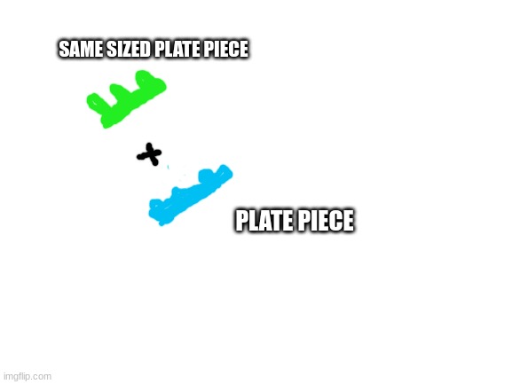 Blank White Template | PLATE PIECE SAME SIZED PLATE PIECE | image tagged in blank white template | made w/ Imgflip meme maker