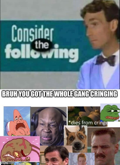 image tagged in consider the following,the gang cringes | made w/ Imgflip meme maker