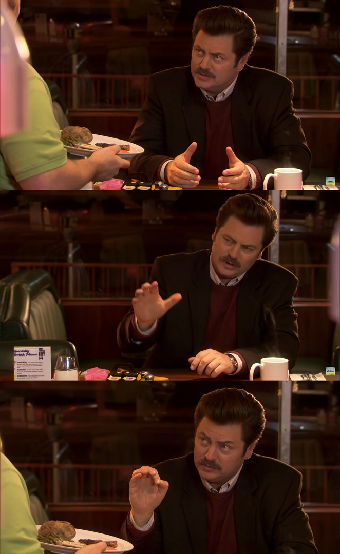 Ron Swanson All The Bacon And Eggs Blank Meme Template