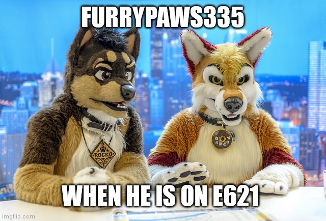 Furry E621 | FURRYPAWS335; WHEN HE IS ON E621 | image tagged in furry news | made w/ Imgflip meme maker
