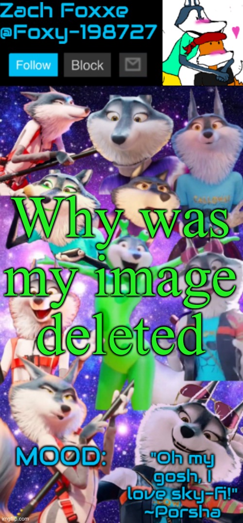 Why was my image deleted | image tagged in foxy-198727 porsha announcement template | made w/ Imgflip meme maker