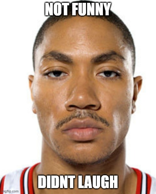 im leaving. more in coms | NOT FUNNY; DIDNT LAUGH | image tagged in derrick rose straight face | made w/ Imgflip meme maker