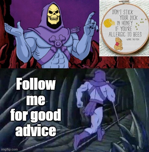 he man skeleton advices | Follow me for good advice | image tagged in he man skeleton advices | made w/ Imgflip meme maker