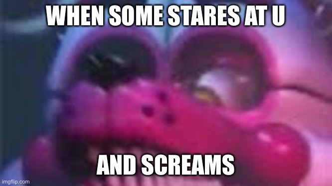 Foxy Meme | WHEN SOME STARES AT U; AND SCREAMS | image tagged in funtime fox boi | made w/ Imgflip meme maker