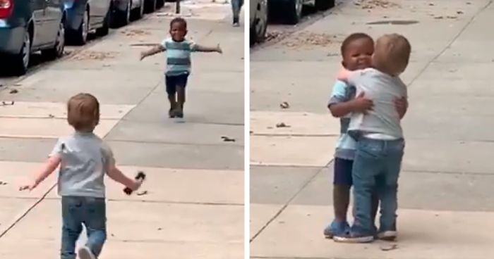 baby running and hugging Blank Meme Template