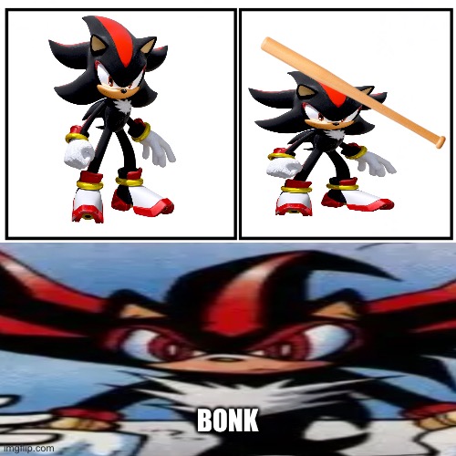 Bonk | BONK | image tagged in bonk,shadow the hedgehog,silly,fun | made w/ Imgflip meme maker
