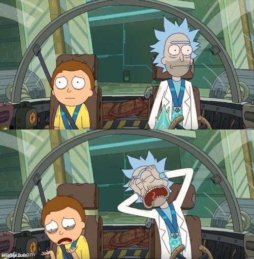 Rick and Morty Crying | image tagged in rick and morty crying | made w/ Imgflip meme maker