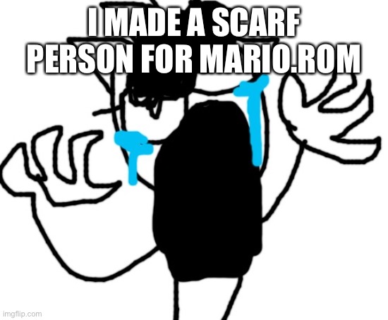 I MADE A SCARF PERSON FOR MARIO.ROM | image tagged in cursed crying emoji declan | made w/ Imgflip meme maker
