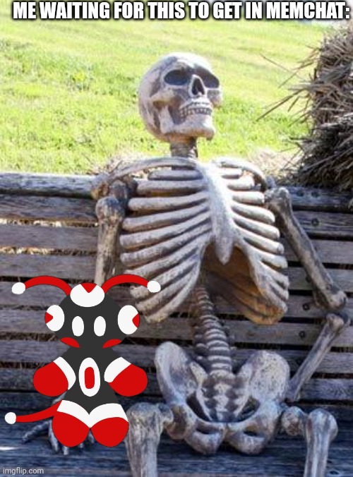 Did it already get in and I didn't know? | ME WAITING FOR THIS TO GET IN MEMCHAT: | image tagged in memes,waiting skeleton | made w/ Imgflip meme maker