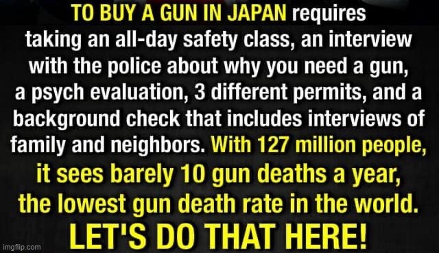 Japan gun control | image tagged in japan gun control | made w/ Imgflip meme maker