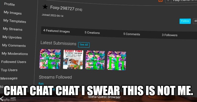 CHAT CHAT CHAT I SWEAR THIS IS NOT ME. | made w/ Imgflip meme maker