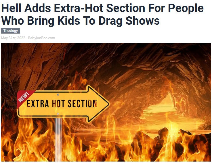 BREAKING NEWS: Hell Adds Extra-Hot Section For Groomers | image tagged in ok groomer,hell,groomers,drag queen,drag queen story hours,sodom and gomorrah revisited | made w/ Imgflip meme maker