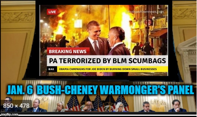 Burn Loot Murder & Defund the Police & Intimidation | JAN. 6  BUSH-CHENEY WARMONGER'S PANEL | image tagged in terrorism,terrorist,warmongers,satanic,cult | made w/ Imgflip meme maker