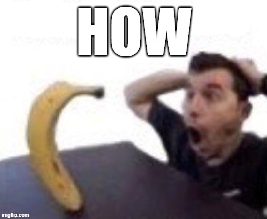 banbana??!!!???!! | HOW | image tagged in banbana | made w/ Imgflip meme maker