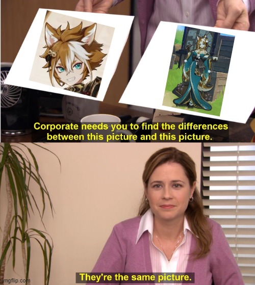 I laughed this pfp made by u/IGraySoull so i decided to make a meme from it  : r/Genshin_Memepact