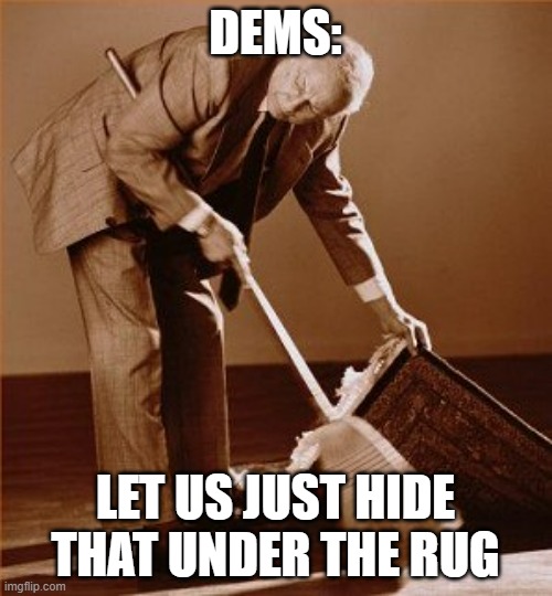 DEMS: LET US JUST HIDE THAT UNDER THE RUG | made w/ Imgflip meme maker