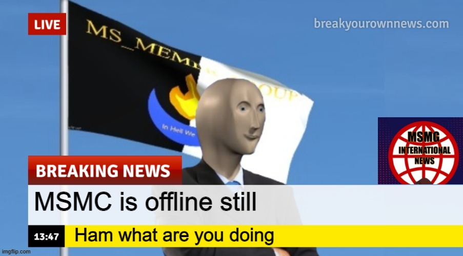 MSMG News (OLD, DO NOT USE) | MSMC is offline still; Ham what are you doing | image tagged in msmg news | made w/ Imgflip meme maker