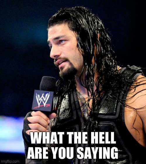 roman reigns | WHAT THE HELL ARE YOU SAYING | image tagged in roman reigns | made w/ Imgflip meme maker