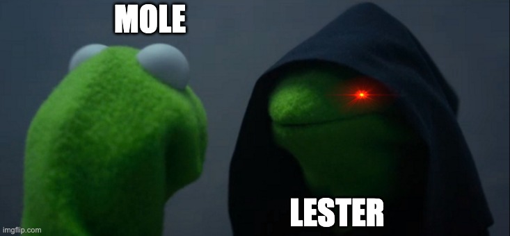 the mole paradox | MOLE; LESTER | image tagged in memes,evil kermit | made w/ Imgflip meme maker