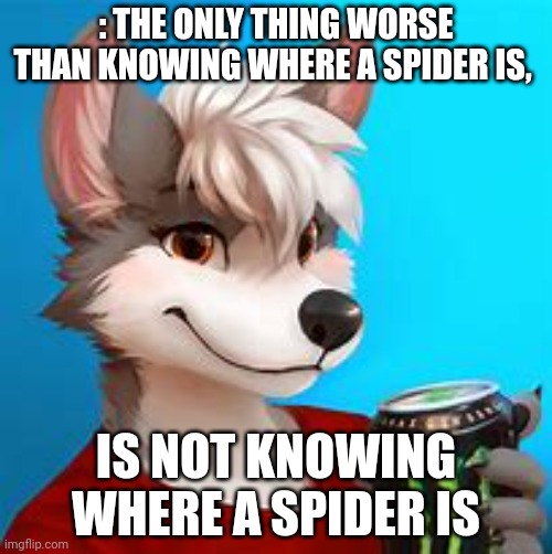 : THE ONLY THING WORSE THAN KNOWING WHERE A SPIDER IS, IS NOT KNOWING WHERE A SPIDER IS | made w/ Imgflip meme maker