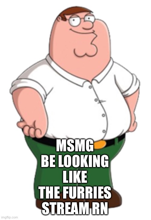 Peter Griffin | MSMG BE LOOKING LIKE THE FURRIES STREAM RN | image tagged in peter griffin | made w/ Imgflip meme maker