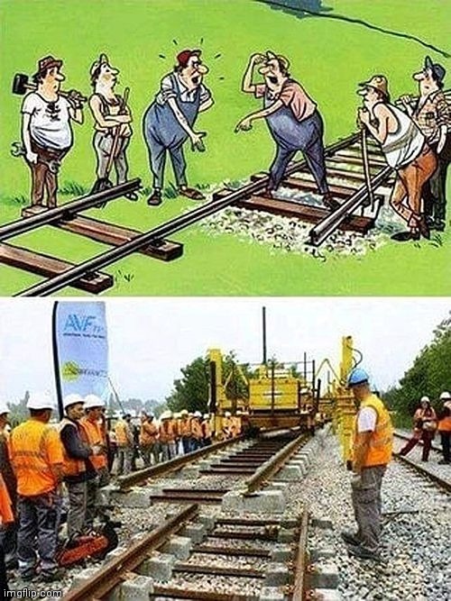 What a mistake | image tagged in workers,railroad,dumb | made w/ Imgflip meme maker