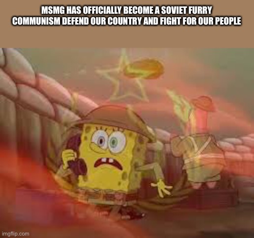 All hail furry msmg | MSMG HAS OFFICIALLY BECOME A SOVIET FURRY COMMUNISM DEFEND OUR COUNTRY AND FIGHT FOR OUR PEOPLE | image tagged in n | made w/ Imgflip meme maker