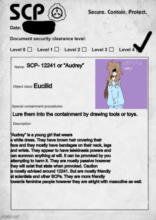 SCP-12241 (OC)You were assigned to 12241 and your supervisor gave you this. | image tagged in scp euclid label template foundation tale's,scp,scp meme | made w/ Imgflip meme maker