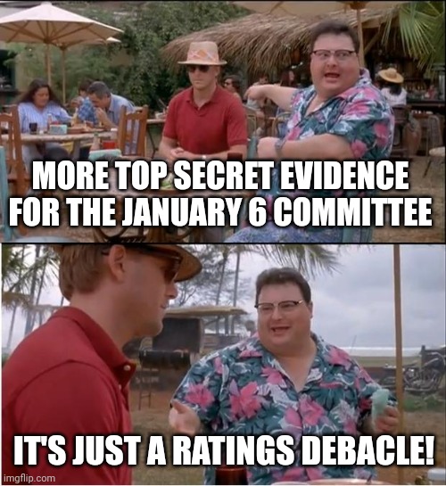 Unselect Committee wants to be taken seriously? Poor Liz Cheney. | MORE TOP SECRET EVIDENCE FOR THE JANUARY 6 COMMITTEE; IT'S JUST A RATINGS DEBACLE! | image tagged in memes,see nobody cares,trump 2020,rino,back to school,the great awakening | made w/ Imgflip meme maker