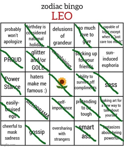 Leo bingo | image tagged in leo bingo | made w/ Imgflip meme maker