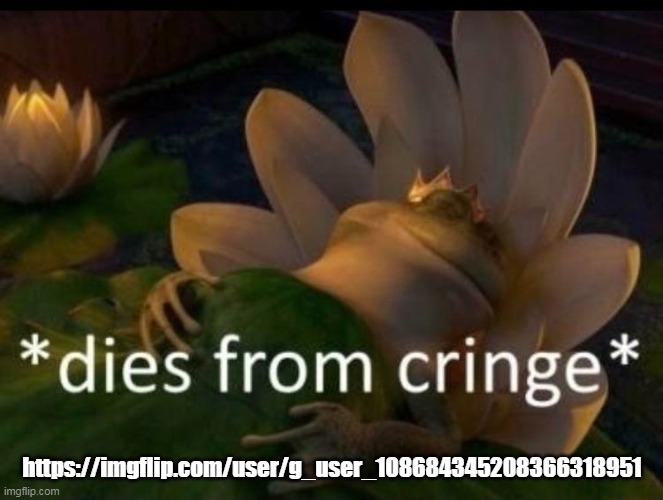 *dies of cringe* | https://imgflip.com/user/g_user_108684345208366318951 | image tagged in dies of cringe | made w/ Imgflip meme maker