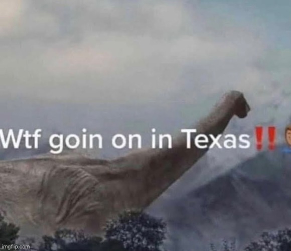I hate living in Texas ong | image tagged in texas,dinosaur,memes,oh wow are you actually reading these tags | made w/ Imgflip meme maker