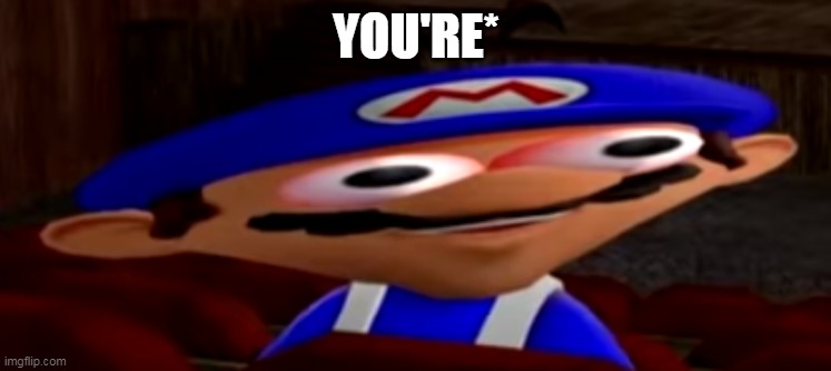 smg4 stare | YOU'RE* | image tagged in smg4 stare | made w/ Imgflip meme maker