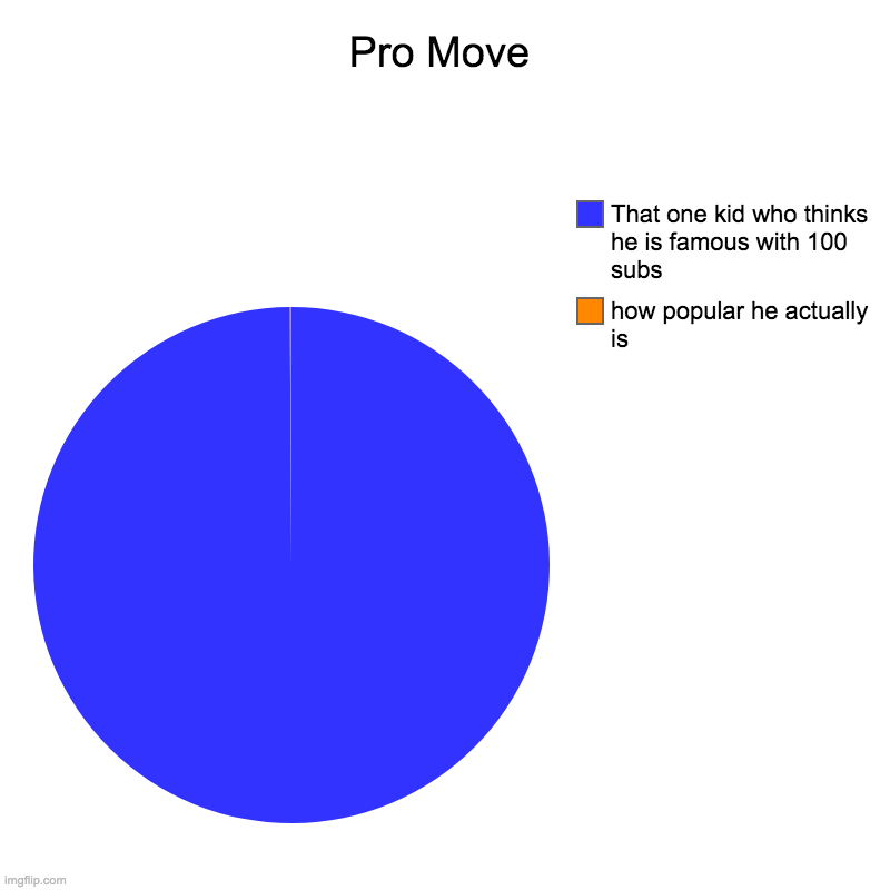 Pro Move | how popular he actually is, That one kid who thinks he is famous with 100 subs | image tagged in charts,pie charts | made w/ Imgflip chart maker