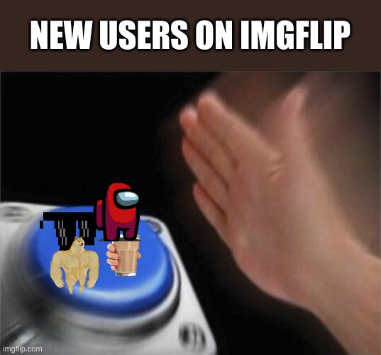 Blank Nut Button Meme | NEW USERS ON IMGFLIP | image tagged in memes,blank nut button | made w/ Imgflip meme maker