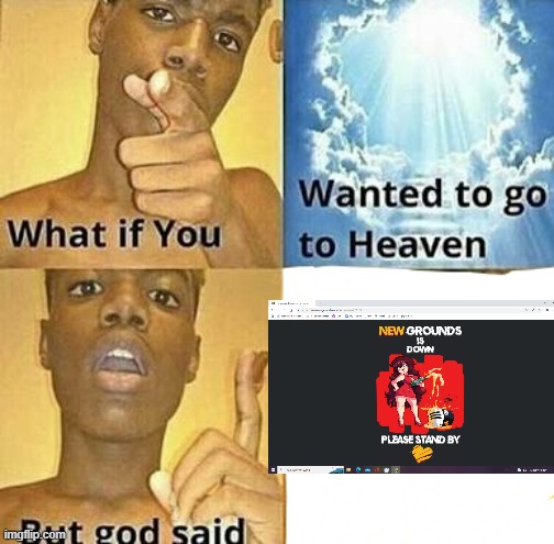 F for all my newgrounds homies | image tagged in what if you wanted to go to heaven,newgrounds | made w/ Imgflip meme maker
