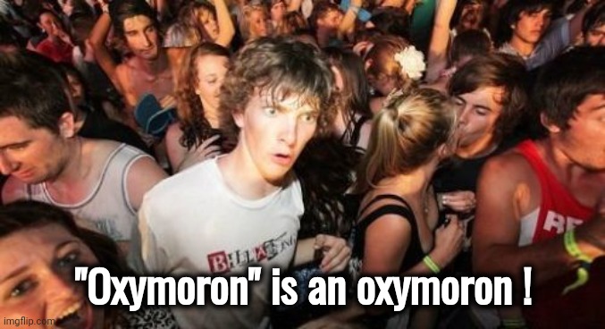 Sudden Clarity Clarence Meme | "Oxymoron" is an oxymoron ! | image tagged in memes,sudden clarity clarence | made w/ Imgflip meme maker