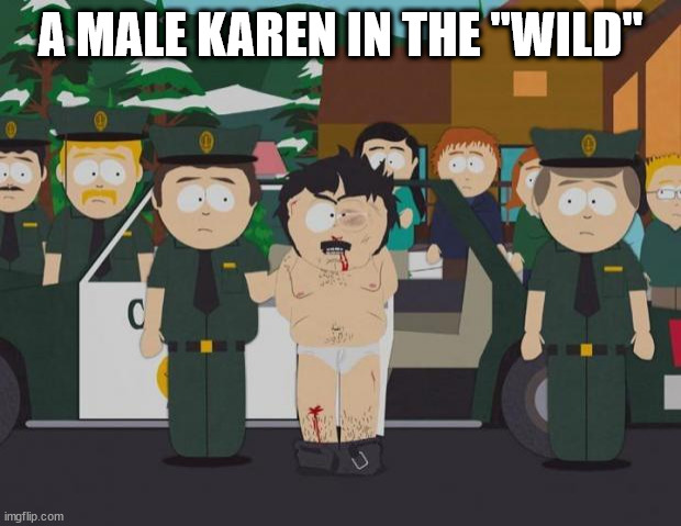 It happens everyday... wait what the fu- | A MALE KAREN IN THE "WILD" | image tagged in i thought this was america south park | made w/ Imgflip meme maker