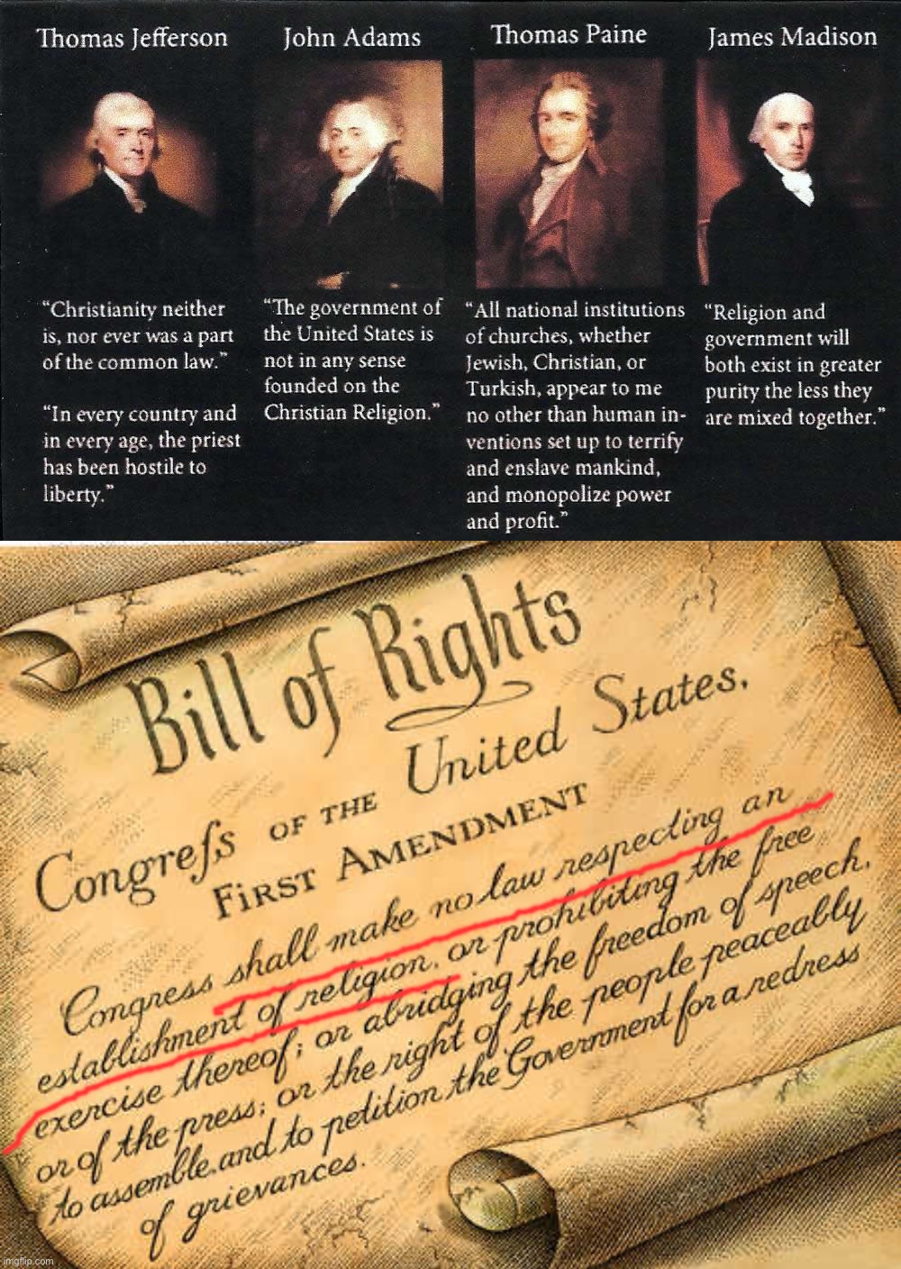 [Comments disabled — as you can’t talk to the Founders anymore, I’m afraid] | image tagged in founding fathers for the separation of church and state,first amendment,religion,the constitution,constitution,founding fathers | made w/ Imgflip meme maker