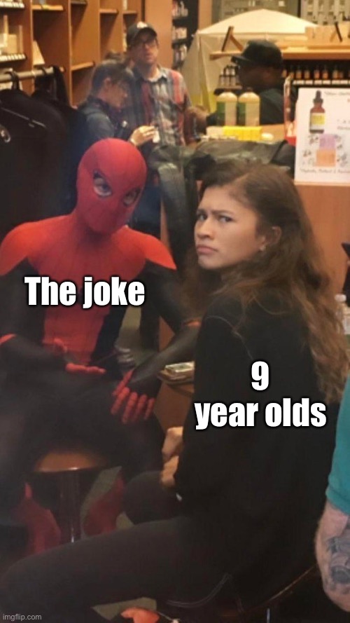 Tom Holland and Zendaya behind the scenes! | The joke 9 year olds | image tagged in tom holland and zendaya behind the scenes | made w/ Imgflip meme maker