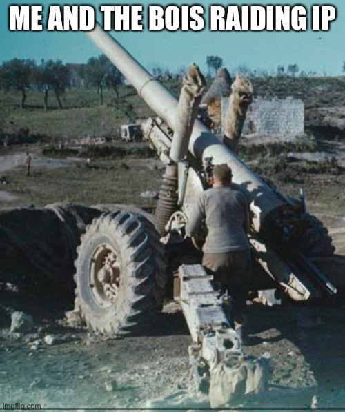 Field cannon | ME AND THE BOIS RAIDING IP | image tagged in field cannon | made w/ Imgflip meme maker