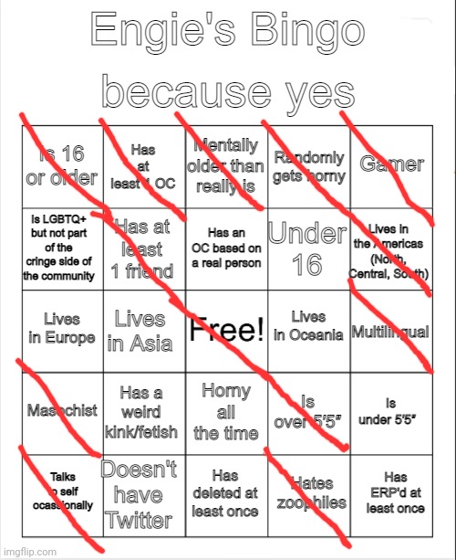 did my own bingo | image tagged in engie's bingo | made w/ Imgflip meme maker