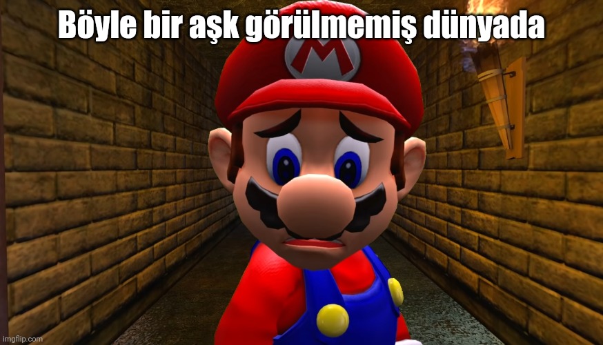 Sad Mario | Böyle bir aşk görülmemiş dünyada | image tagged in sad mario | made w/ Imgflip meme maker