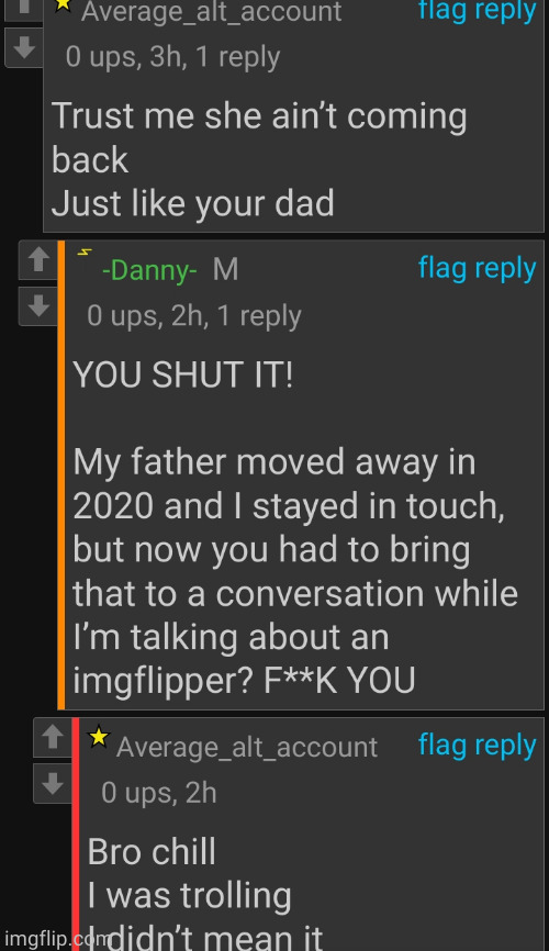 d@nny fatherless confirmed (the bit about him staying in touch with his father is a lie) | made w/ Imgflip meme maker