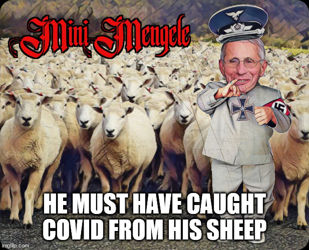 Doctor Mengele got Covid... | HE MUST HAVE CAUGHT COVID FROM HIS SHEEP | image tagged in quack,dr fauci | made w/ Imgflip meme maker